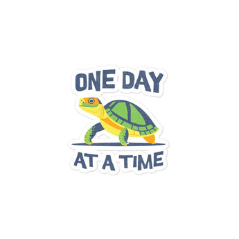 One Day at a Time Turtle Vinyl Sticker - Durable Waterproof Decal - 3″×3″ | Sobervation