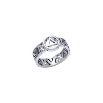 Sterling Silver AA Recovery Band Ring – Unity & Strength Symbol TRI2269 - 4 | Sobervation