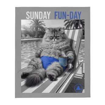Sunday Fun Day - Poolside Coffee Cat 50"x60" Throw Blanket - Throw Blanket - Sobervation