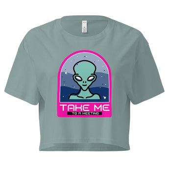 Take Me to a Meeting – Women’s Crop Tee - Mineral / XS | Sobervation