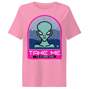 Take Me to a Meeting – Women's Organic Ribbed Tee - Bubble Pink / S | Sobervation