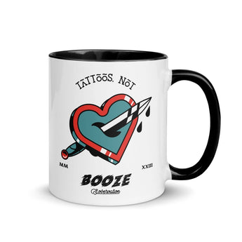 Tattoos Not Booze Color Inside Mug – Recovery Coffee Mug - Black / 11 oz | Sobervation