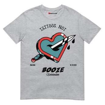 Tattoos Not Booze Essential Tee - Ink Over Alcohol Recovery Shirt - Sport Grey / S | Sobervation