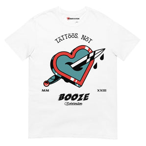 Tattoos Not Booze Essential Tee - Ink Over Alcohol Recovery Shirt - White / S | Sobervation