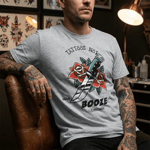 Tattoos Not Booze Rose Dagger Essential Tee - Ink Over Alcohol Recovery Shirt - Sport Grey Graphic Print T Shirt - Sobervation