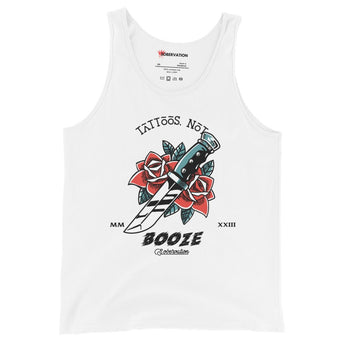 Tattoos Not Booze Rose Dagger Men's Tank - Ink Over Alcohol Recovery Tank - XS | Sobervation