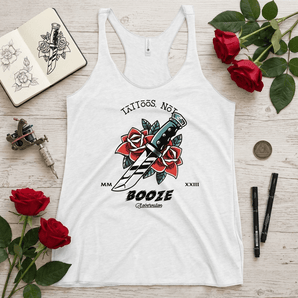 Tattoos Not Booze Rose Dagger Women's Racerback Tank - Ink Over Alcohol Recovery Tank - XS Racerback Tank - Sobervation