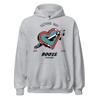 Tattoos Not Booze Hoodie – Ink Over Alcohol Recovery Apparel - Sport Grey / S | Sobervation