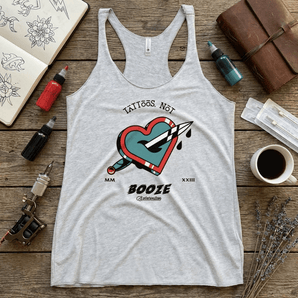 Tattoos Not Booze Women's Racerback Tank - Ink Over Alcohol Recovery Tank - XS Racerback Tank - Sobervation