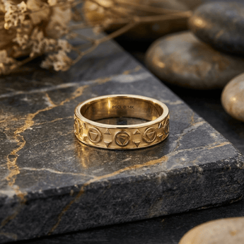 The Strength of Three Solid 14K Yellow Gold Triangle Symbol Band Ring - 4 Ring - Sobervation