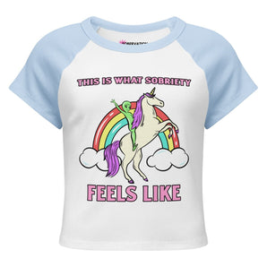 This Is What Sobriety Feels Like Women’s Micro Rib Raglan Baby Tee - White/Baby Blue / S | Sobervation