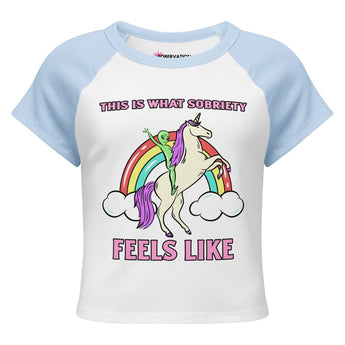 This Is What Sobriety Feels Like Women’s Micro Rib Raglan Baby Tee - White/Baby Blue / S | Sobervation