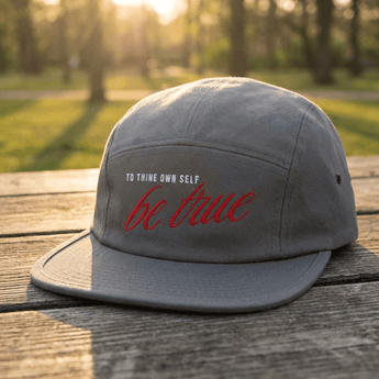 To Thine Own Self Be True Embroidered 5 Panel Cap | Recovery Streetwear | Sobervation - Grey Five Panel Cap - Sobervation