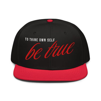 To Thine Own Self Be True | Embroidered Snapback Hat - Red / Black / Black | Sobervation