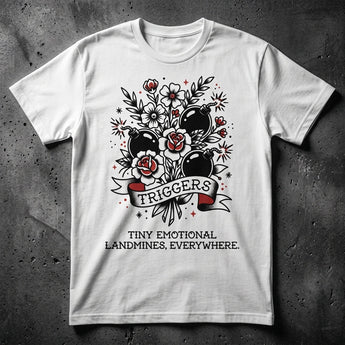 Triggers Sobriety T-Shirt | Sober Translations Recovery Tee - S Graphic Print T Shirt - Sobervation