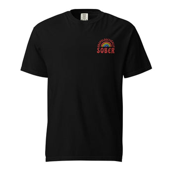 Unapologetically Sober Embroidered Heavyweight Tee – Premium Comfort Colors - Black / S | Sobervation