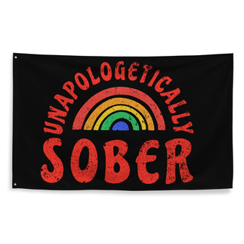 Unapologetically Sober Rainbow Flag – Pride Recovery Wall Decor - Default Title | Sobervation