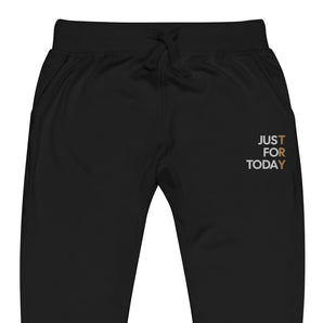 Just for Today Fleece Sweatpants – TRY Embroidered Recovery Comfort - Black / XS | Sobervation