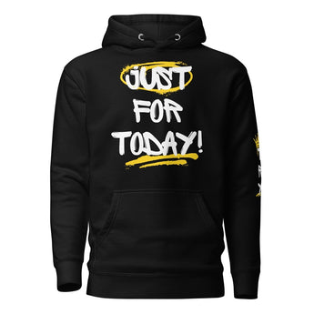 Just For Today TRY Premium Hoodie - Bold Graffiti Recovery Sweatshirt - Black / S | Sobervation