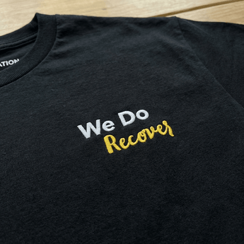 We Do Recover Embroidered Unisex Tee | Original Sobervation Message | Sobervation - Black Embroidered Men's Tee - Sobervation