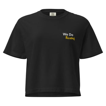 We Do Recover Embroidered Women's Heavyweight Boxy Tee - Recovery Streetwear - Black / S | Sobervation