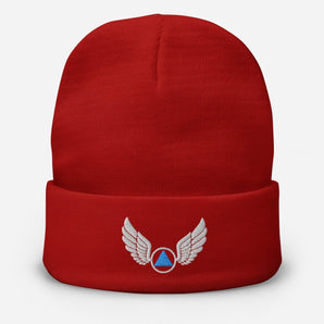 Wings of Recovery – Embroidered Beanie - Red | Sobervation