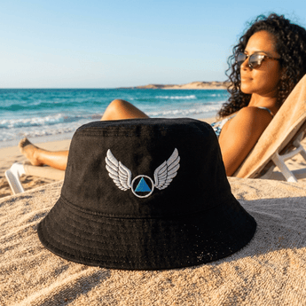 Wings of Recovery Embroidered Bucket Hat - Black Bucket Hat - Sobervation