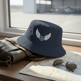 Wings of Recovery Embroidered Bucket Hat - Navy Bucket Hat - Sobervation