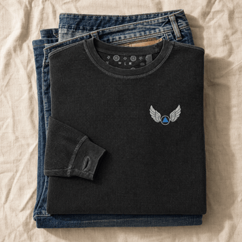 Wings Of Recovery Embroidered Comfy Cord Sweatshirt -Black Comfy Cord Sweatshirt - Sobervation