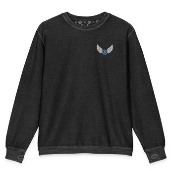 Wings Of Recovery Embroidered Comfy Cord Sweatshirt -Black Comfy Cord Sweatshirt - Sobervation