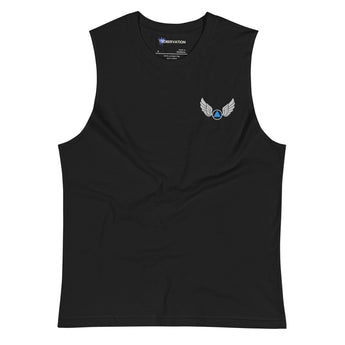 Wings of Recovery Embroidered Muscle Shirt | Unisex Tank - Black / M | Sobervation