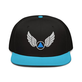 Wings of Recovery Embroidered Snapback - Premium Recovery Streetwear - Aqua blue / Black / Black | Sobervation