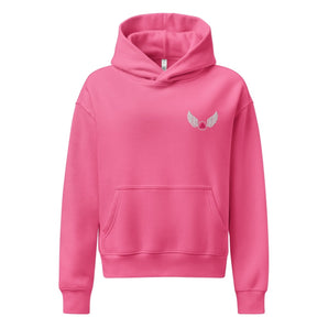 Wings of Recovery Embroidered Women's Relaxed Hoodie – Premium AS Colour - Charity Pink / XS | Sobervation