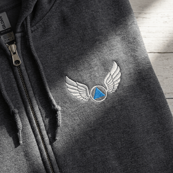 Wings of Recovery Embroidered Zip Hoodie | Gildan 18600 -S Embroidered Zip Up Hoodie - Sobervation
