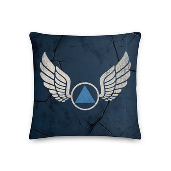Wings of Recovery Pillow – Blue Triangle Edition - 18″×18″ | Sobervation
