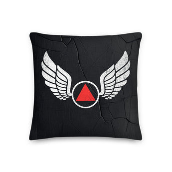 Wings of Recovery Pillow – Red Triangle Edition - 18″×18″ | Sobervation