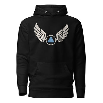 Wings of Recovery Premium Hoodie – AA Symbol Recovery Apparel - Black / S | Sobervation