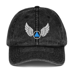 Wings of Recovery Vintage Cotton Twill Cap - Black | Sobervation