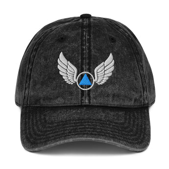 Wings of Recovery Vintage Cotton Twill Cap - Black | Sobervation
