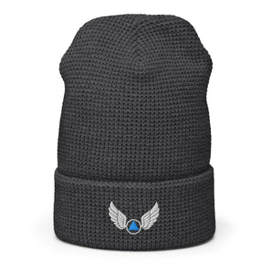 Wings of Recovery – Waffle Knit Beanie - Black | Sobervation