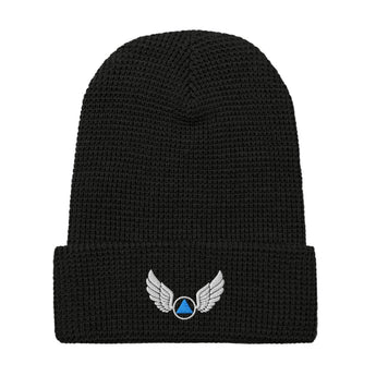 Wings of Recovery – Waffle Knit Beanie - Black | Sobervation