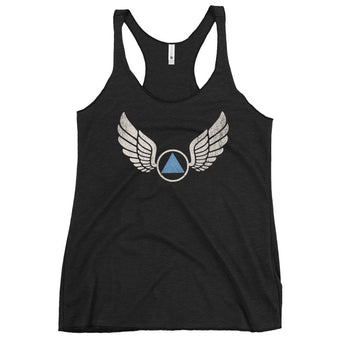 Wings of Recovery – Women’s Racerback Tank - Vintage Black / XS | Sobervation