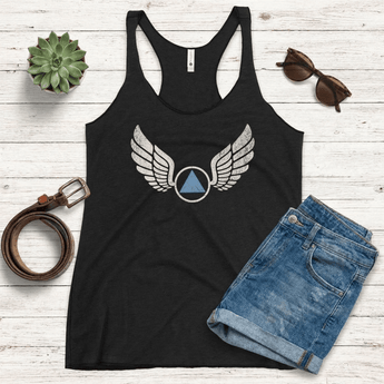 Wings of Recovery – Women’s Racerback Tank - Vintage Black Racerback Tank - Sobervation