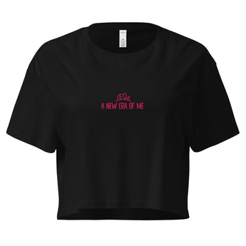 A New Era of Me – Embroidered Crop Top (Pink Thread) - Black / XS | Sobervation