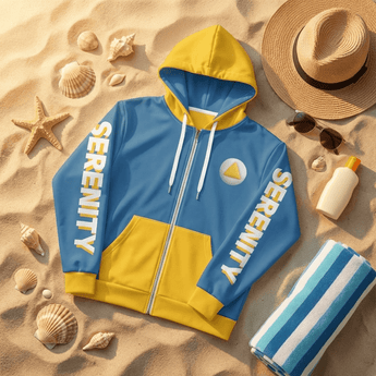 Yellow Serenity Cub Zip Hoodie | Sunny's Beach Day Vibes | Sobervation - 2XS All Over Print Zip Up Hoodie - Sobervation