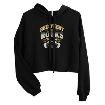 Recovery Rocks Crop Hoodie - Amplify Your Comeback Women's Sweatshirt - S | Sobervation