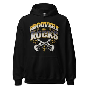 Recovery Rocks Hoodie - Amplify Your Comeback Unisex Sweatshirt - Black / S | Sobervation