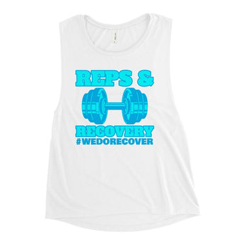 Reps & Recovery Women's Muscle Tank - Fitness Meets Sobriety Apparel - White / S | Sobervation