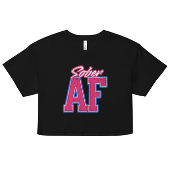 SOBER AF Collegiate Crop Top - Bold Women's Recovery Apparel - Black / XS | Sobervation