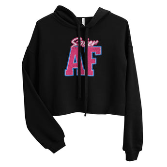SOBER AF Crop Hoodie - Women's Raw Hem Recovery Sweatshirt - Black / S | Sobervation